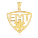 Polished Gold EMT Emergency Medical Technician Pendant Necklace