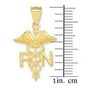 Gold Registered Nurse RN Medical Pendant Necklace