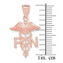 Rose Gold Registered Nurse RN Medical Pendant Necklace