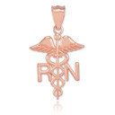 Rose Gold Registered Nurse RN Medical Pendant Necklace