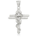 Sterling Silver Contemporary Crucifix Cross Pendant Necklace