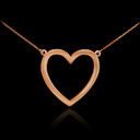 14K Polished Rose Gold Open Heart Shaped Necklace