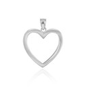 Polished White Gold Open Heart Shaped Pendant Necklace