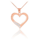 Rose Gold Open Heart Diamond Pendant Necklace