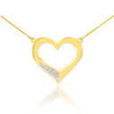 14K Gold Open Heart Diamond Necklace