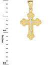 Two-Tone Gold Eastern Orthodox Russian Cross Pendant Necklace