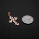 Two-Tone Rose Gold Eastern Orthodox Russian Cross Pendant Necklace