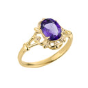 Yellow Gold Oval Shaped Amethyst Gemstone Ring