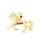 Yellow Gold Running Horse Charm Pendant