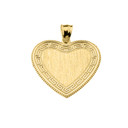 Greek Key Yellow Gold Engravable Heart Pendant