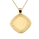 Greek Key Yellow Gold Engravable Charm Pendant