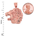 Rose Gold Diamond Cut Lion Head Pendant