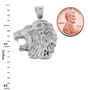 Sterling Silver Diamond Cut Lion Head Pendant