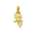 Solid Yellow Gold Diamond Cut Parakeet Pendant