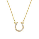 14K Yellow Gold Diamonds Studded Horseshoe Necklace