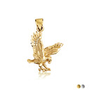 Gold Diamond Cut Eagle Pendant Necklace (Available in Yellow/White Gold)