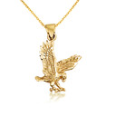 Gold Diamond Cut Eagle Pendant Necklace (Available in Yellow/White Gold)