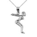 .925 Sterling Silver Lady Swimmer/Diver Charm Pendant