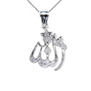 Sterling Silver Allah CZ Pendant Necklace