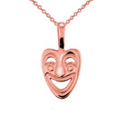 Solid Gold Comedy Mask Pendant Necklace (Available In Yellow/Rose/White Gold)