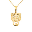 Yellow Gold Tragedy Mask Pendant Necklace