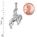 .925 Sterling Silver Cowboy Horse Charm Pendant