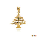 Gold Cedar Tree of Lebanon Charm Pendant Necklace(Available In Yellow/Rose/White Gold)