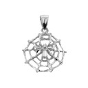 Sterling Silver Spider Web Charm Pendant Necklace