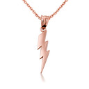 Solid Gold Thunderbolt Charm Pendant Necklace