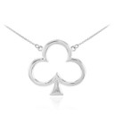 14k White Gold 3 Leaf Clover Lucky Shamrock Necklace