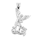 Large Sterling Silver St. Michael vs Dragon Pendant