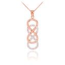 14k Gold Vertical Double Infinity Necklace with Diamonds(Available In Yellow/Rose/White Gold)