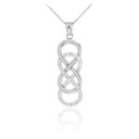 14k White Gold Vertical Double Infinity Necklace with Diamonds