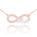 Two-Tone Rose/White Gold Diamond Infinity Love Pendant Necklace