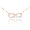Two-Tone Rose/White Gold Diamond Infinity Love Pendant Necklace