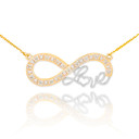 Two-Tone Gold Diamond Infinity Love Pendant Necklace
