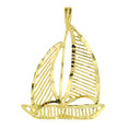 Gold Sailing Boat Diamond Cut Pendant