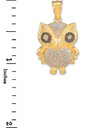 Two-Tone Gold Owl Pendant Necklace with Diamonds