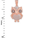 Two-Tone Rose Gold Owl Pendant Necklace with Diamonds