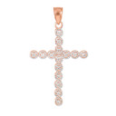 Rose Gold Diamond Eternity Circle Cross Pendant