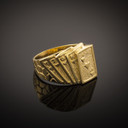 Solid Yellow Gold Royal Flush Poker Hand Nugget Ring (Available in Yellow/Rose/White)