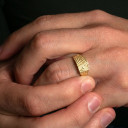 Solid Yellow Gold Royal Flush Poker Hand Nugget Ring (Available in Yellow/Rose/White)