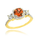 Gold Birthstone Diamond Engagement Ring (Available in Yellow/Rose/White)