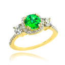 Gold Birthstone Diamond Engagement Ring (Available in Yellow/Rose/White)