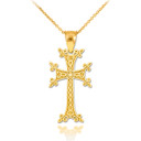 Gold Armenian Cross Religious Pendant Necklace