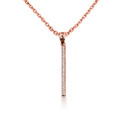 14k Gold Vertical Diamond Bar Pendant Necklace(Available in Yellow/Rose/White Gold)