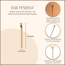 14k Gold Vertical Diamond Bar Pendant Necklace(Available in Yellow/Rose/White Gold)