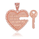 2pc Rose Gold "Key of my Heart" Detachable Pendant