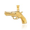 Gold Revolver Gun Pendant Necklace