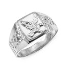 White Gold American Bald Eagle Men's Ring